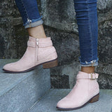 Side-Zipper Chunky Heel Boots