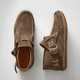 Casual Suede Buckle Strap Stitching Flat Ankle Boots