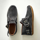 Casual Suede Buckle Strap Stitching Flat Ankle Boots