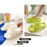 Summer Women Men's Slippers Thick Platform Beach Slide Sandals Non-slip Flip Flops Funny Design Cartoon Clouds Ladies Bath Shoes