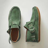 Casual Suede Buckle Strap Stitching Flat Ankle Boots