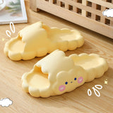 Summer Women Men's Slippers Thick Platform Beach Slide Sandals Non-slip Flip Flops Funny Design Cartoon Clouds Ladies Bath Shoes