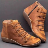 Vintage Leather Lace Up Ankle Boots