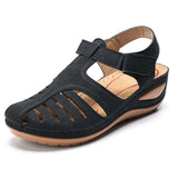 Hollow Out Lightweight Breathable Hook Loop Wedges Sandals
