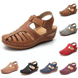 Hollow Out Lightweight Breathable Hook Loop Wedges Sandals