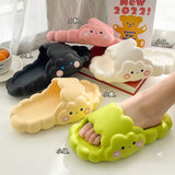 Summer Women Men's Slippers Thick Platform Beach Slide Sandals Non-slip Flip Flops Funny Design Cartoon Clouds Ladies Bath Shoes