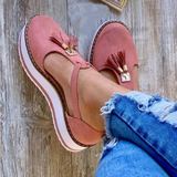 Women's Leather Fringed Platform Mary