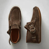 Casual Suede Buckle Strap Stitching Flat Ankle Boots