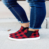 Women's Plaid Round Toe Canvas Sneakers