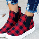 Women's Plaid Round Toe Canvas Sneakers