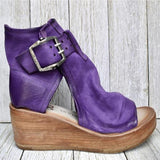 Women's Toe Peep Wedge Sandals Fish Mouth Solid Color Sandals