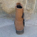 Women's Trendy Vintage Leather Booties Ankle Boots With Double Buckle