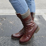 Women's Leather Warm Lace-up Comfortable Boots