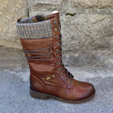 Women's Leather Warm Lace-up Comfortable Boots