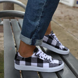 Plaid Flat Sneakers Lace-up Printed Walking Shoes