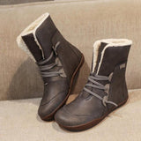 Women's Round Toe Solid Color Keep Warm Ankle Boots