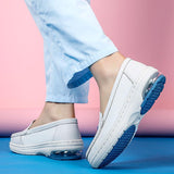 Summer White Leather Comfortable Soft Sole White Shoes
