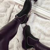 Women's Round Toe Beaded Chunky Ankle Boots