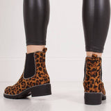 Women's Round Toe Beaded Chunky Ankle Boots