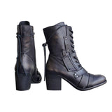 Women's Retro Comfy Chunky-heel Lace-up Boots