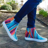 Women's Printed Side Zipper High-top Sneakers