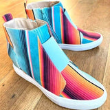 Women's Printed Side Zipper High-top Sneakers