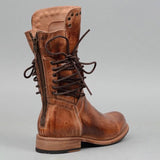 Back Zipper Lace-Up Vintage Mid-calf Boots