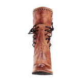 Back Zipper Lace-Up Vintage Mid-calf Boots
