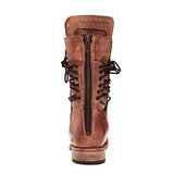 Back Zipper Lace-Up Vintage Mid-calf Boots