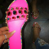 Women's Daily Stylish Rhinestone Flats Slippers