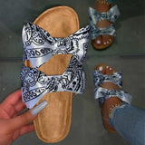 Women's Double Bowknot Print Stylish Slippers