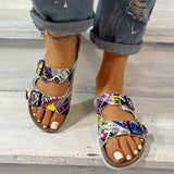 Women's Printed Style Buckle Casual Flat Slippers