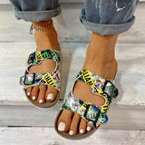 Women's Printed Style Buckle Casual Flat Slippers