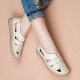 Women's Leather Soft Sole Toe Cap Thick-soled Hollow Sandals