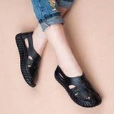 Women's Leather Soft Sole Toe Cap Thick-soled Hollow Sandals
