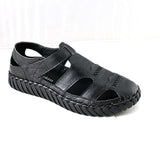 Women's Leather Soft Sole Toe Cap Thick-soled Hollow Sandals