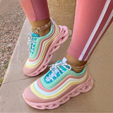 Rainbow Colorblock Lace-up Sneakers