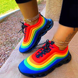 Rainbow Colorblock Lace-up Sneakers