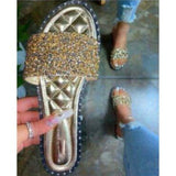 Women's Stylish Crystal Sequins Flat Slippers