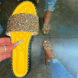 Women's Stylish Crystal Sequins Flat Slippers