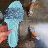 Women's Stylish Crystal Sequins Flat Slippers
