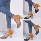 Rubber PU Thick High-heeled Shoes With One-line Buckle