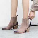 Women’s Suede Retro Ankle Boots High Heel