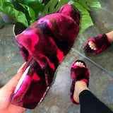Women's Chic Faux Fur Platform Sandals Slippers