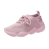 Breathable Elastic Cuff Lace-up Casual Sneakers