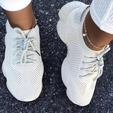 Breathable Elastic Cuff Lace-up Casual Sneakers