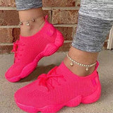 Breathable Elastic Cuff Lace-up Casual Sneakers