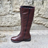 Women's Leather Round Toe Side Zipper Knight Boots