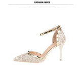 Women's Studded High-heeled Sandals With Pointed Toe Stiletto