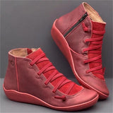Vintage Leather Lace Up Ankle Boots